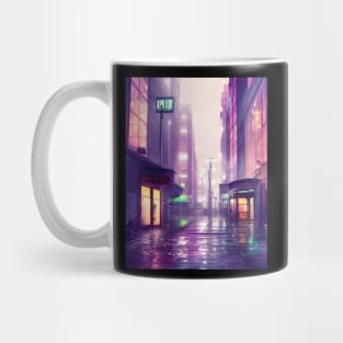 Lofi Aesthetic Rainy Japanese City Art Mug